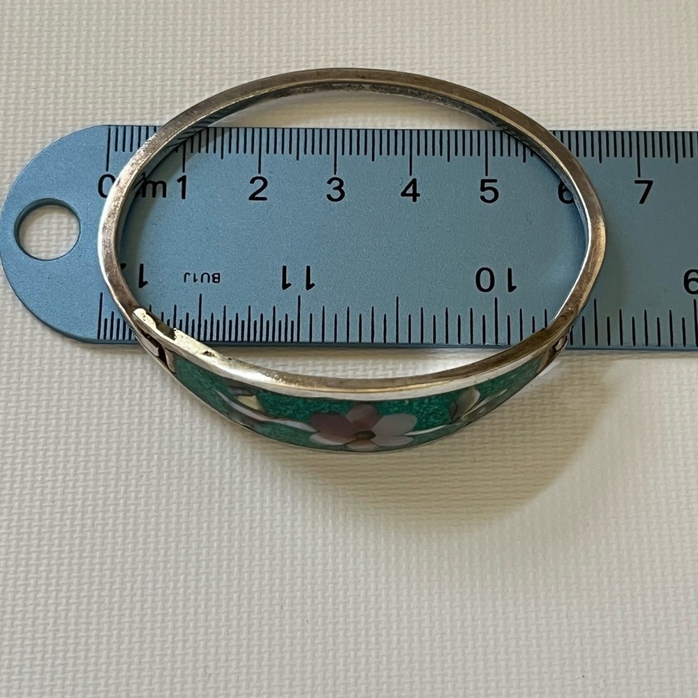 Taxco México Beautiful Vintage Flower Inlay Bracelet - Picture 2 of 7